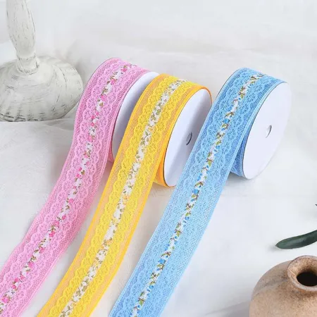 3.8cm imitation linen small flower lace webbing factory direct sales wholesale gifts, handicrafts, decorative ribbons, small bows, ribbon accessories, webbing 3.8cm imitation linen small flower lace webbing factory direct sales wholesale gifts, handicrafts, decorative ribbons, small bows, ribbon accessories, webbing
